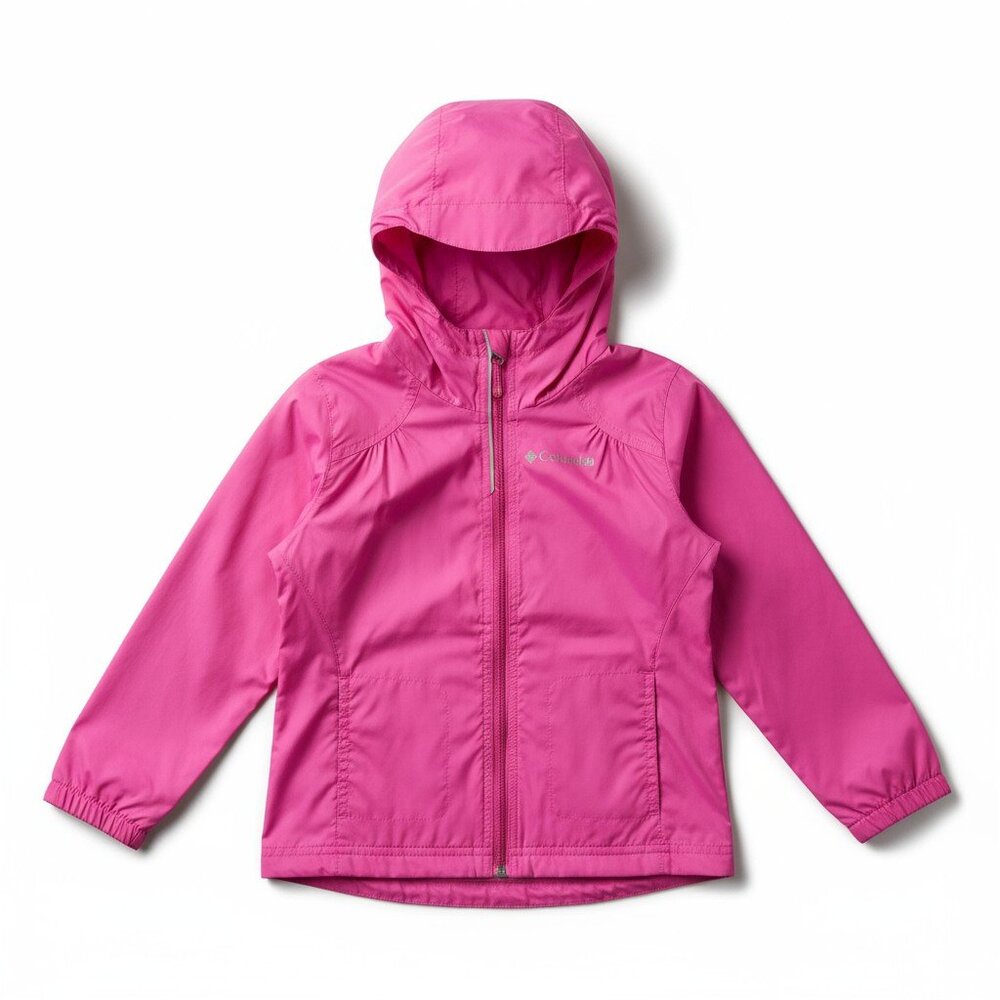 Columbia Girls Kids Hooded Rain Outdoor Windbreaker Jacket Size XXS Pink